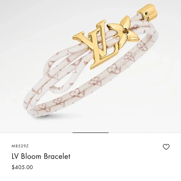 Louis Vuitton Cream Leather Double-Wrap Bracelet with Gold LV Charm - Picture 5 of 6